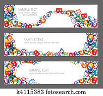 Banners with colorful rainbow numbers