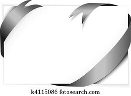 black vector ribbon around blank white paper black vector ribbon around blank white paper