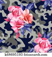 camo military in pink yellow color with pink roses camo military in pink yellow color with pink roses