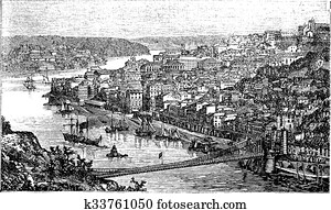 oporto, cidade, portugal, vindima, gravura oporto, cidade, portugal, vindima, gravura