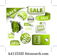 Set of green discount elements