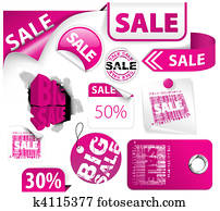 Set of pink discount elements Set of pink discount elements