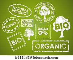 Set of stamps for organic food