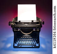 Vintage typewriter and paper