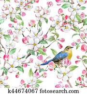 Watercolor spring floral pattern Watercolor spring floral pattern