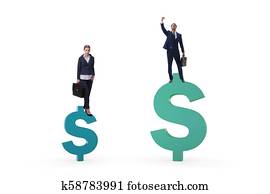 Concept of inequal pay and gender gap between man woman