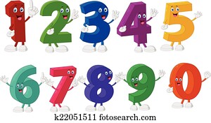 Funny Numbers Cartoon Characters