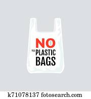 No plastic bags sign concept illustration. Stop pollution eco symbol icon, plastic bag ban forbidden trash sign