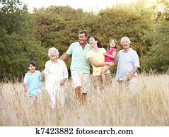 Portrait Of Extended Family Group In Park