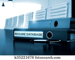 Resume Database on Ring Binder. Blurred Image. Resume Database on Ring Binder. Blurred Image.
