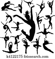 Set Dance girl ballet silhouettes Set Dance girl ballet silhouettes