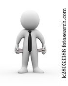 3d man empty pocket no money