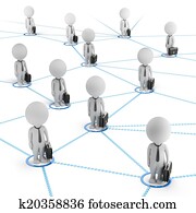 3d small people - business network 3d small people - business network