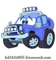 cartoon, jeep, automobilen