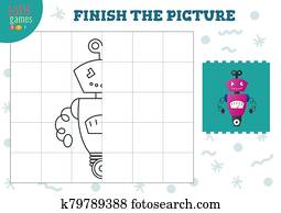 Copy picture vector illustration. Complete and coloring game for preschool and school kids Copy picture vector illustration. Complete and coloring game for preschool and school kids