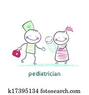 pediatrician stands next to her mother and sick child pediatrician stands next to her mother and sick child