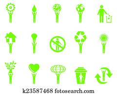 zöld, eco, ikonok, kitart becsül