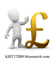 3d, clovek, s, uk, pound sterling, symbol