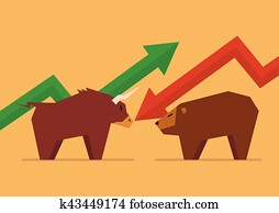 Bull vs Bear symbol of stock market Bull vs Bear symbol of stock market