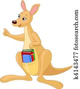 Cartoon Kangaroo and books Cartoon Kangaroo and books