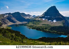escondido, lago, rastro, parque nacional geleira, montana, eua