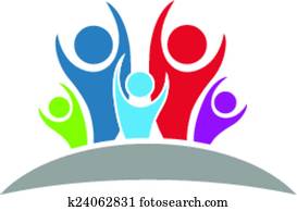 Family optimistic people logo