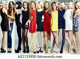 Fashion collage. Group of beautiful young women Fashion collage. Group of beautiful young women
