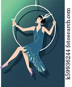 Flapper girl performing on stage Flapper girl performing on stage
