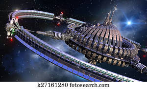 Futuristic spherical spaceship Futuristic spherical spaceship