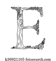 Letter E coloring book for adults vector Letter E coloring book for adults vector
