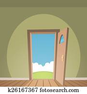 Clipart of Door Open and Close k5448942 - Search Clip Art, Illustration ...