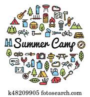 Summer Camp word with icons - illustration Summer Camp word with icons - illustration