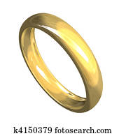 aislado, alianza, en, oro, (3d)