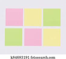 Colorful square note paper on white paper background. Colorful square note paper on white paper background.