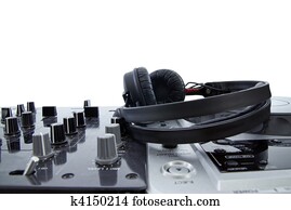 dj mixer with headphones isolated on white dj mixer with headphones isolated on white