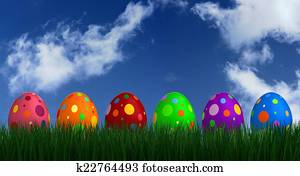 Easter Eggs on Grass Easter Eggs on Grass
