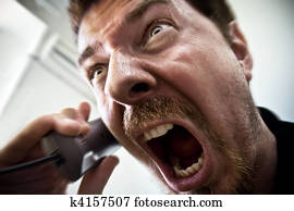 homem, shouting, em, telefone