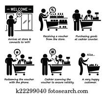 indkøb, kassebilaget, mærke, cliparts