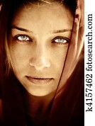 Mysterious woman with stunning eyes