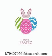 Patterned Easter eggs with bunny ears Patterned Easter eggs with bunny ears