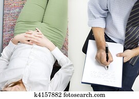 psiquiatra, con, paciente