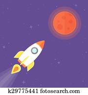 Rocket and Mars Planet Rocket and Mars Planet