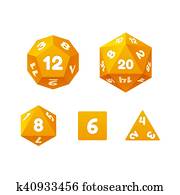 spel, dobbelsteen, set.