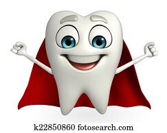 Teeth character with superman cloth Teeth character with superman cloth