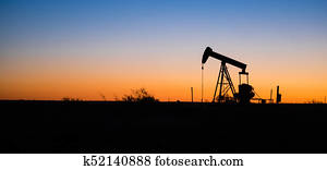 Texas Oil Pump Jack Fracking Crude Extraction Machine Sunset