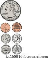 Vector Quarter Dime Nickel and Penny