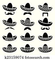Mexican Sombrero hat with moustache Mexican Sombrero hat with moustache