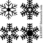 Set of Snowflake Silhouettes Set of Snowflake Silhouettes