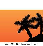 Sunset Beach Background Clipart