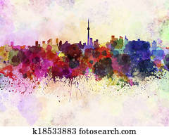 Toronto skyline in watercolor background Toronto skyline in watercolor background